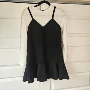English Factory Mixed Media Layered Twofer Knit Mini Dress - Medium